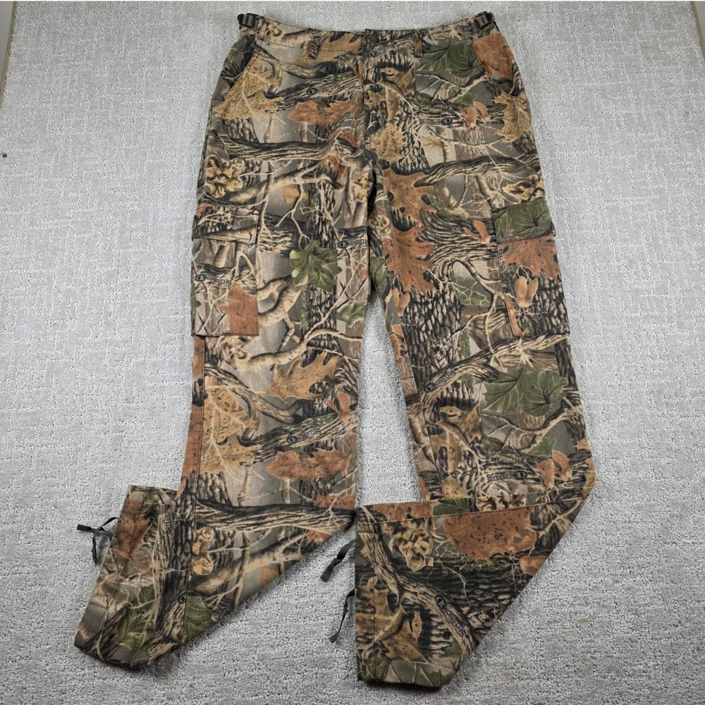 Cabelas Seclusion 3D Brown Green Camo Cargo Pants Men 34X34 Tall Hunting Outdoor